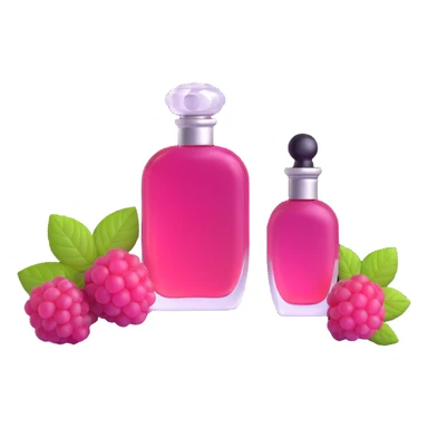 AVON women's perfume bottle next to raspberry bottle sticker