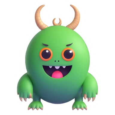one-eyed green round monster with little horns like in Monsters Inc sticker