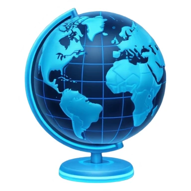 planet globe neon earth, minimalistic 3d blue neon glowing transparent sticker