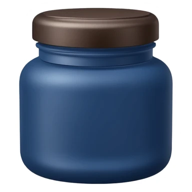 small rounded jar with deep blue or purple matte finish and matching lid, nighttime use, compact elegant shape, slightly frosted or opaque, no label, no hand, no extras, soft lighting, subtle shadows, emoji scale sticker