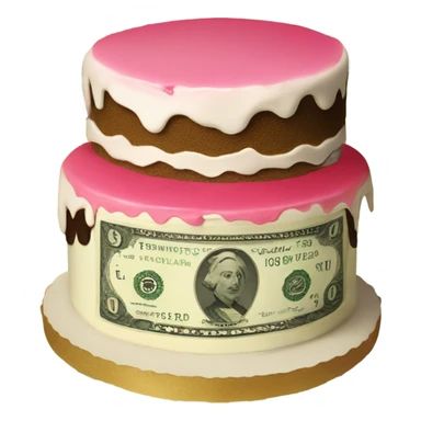 Dollar bill with a cake on it sticker