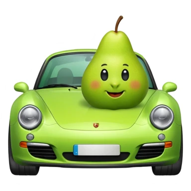 plain pear in a porshce withe black rims sticker