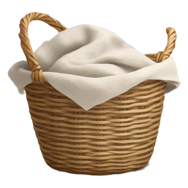 A woven light Brown basket with fresh washed linen sticker