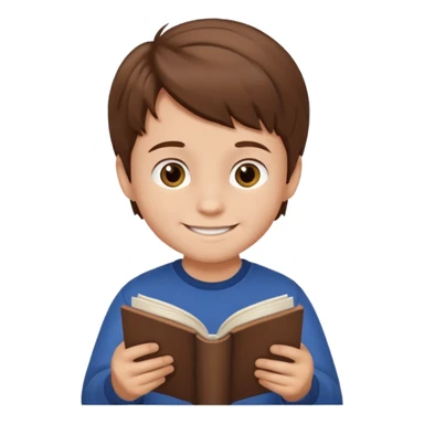 Niño pequeño de cabello castaño leyendo un libro feliz sticker