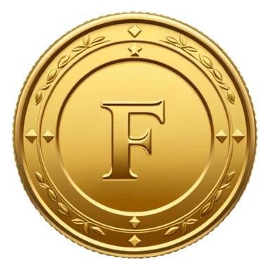 Fais une pièce d'or détailée avec l'inscription F, Fcoins sticker