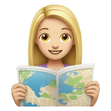 white girl hold the map and show where to go sticker