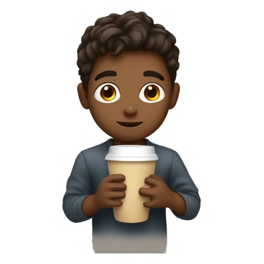 cute smart boy drinking coffee sticker