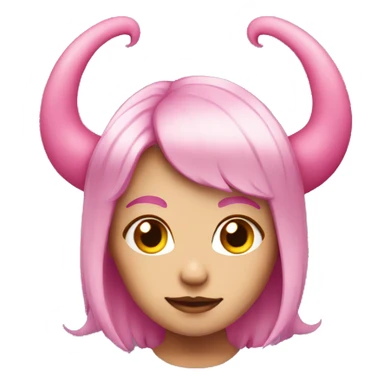 demon girl with pink hair and horns  sticker