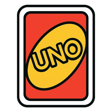 modern icon style Uno card, simple and bold, clear card shape, vibrant colors, minimal details sticker