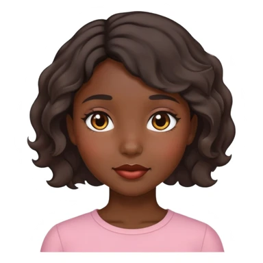Girl showing shyness, dark skin tone, short wavy hair sticker