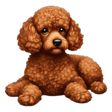 Red toy poodle sadly laying  sticker