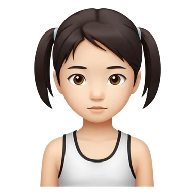 9 year old asian girl dark brown straight hair white singlet  sticker