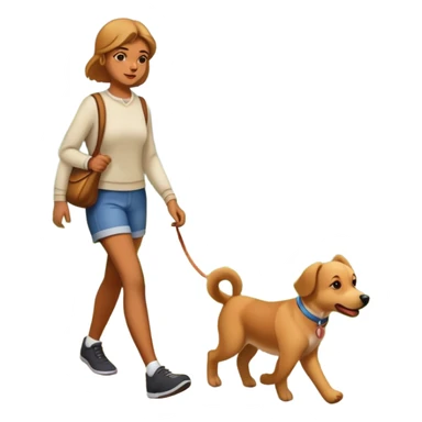 a person walking a dog in the park with a simple background sticker