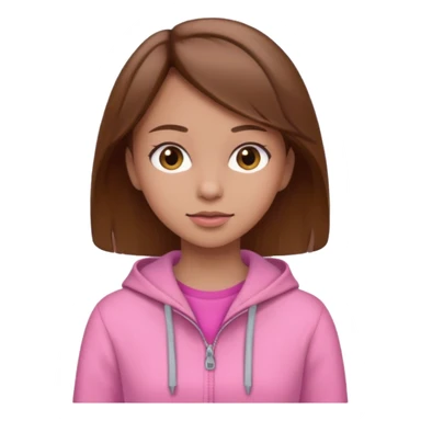 pink wearing girl with brown hair sticker