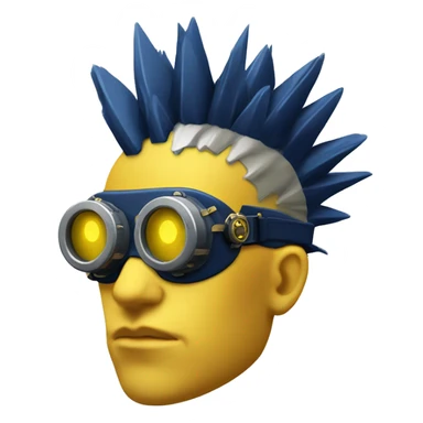 Navy blue Mohawk cyborg head with yellow steampunk goggles sticker