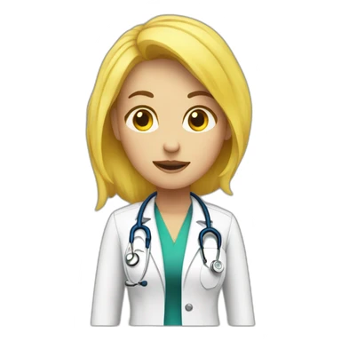 female doctor with yellow hair saying no sticker