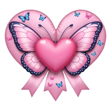 heart with butterflies, pink bow with heart pattern on the bow sticker