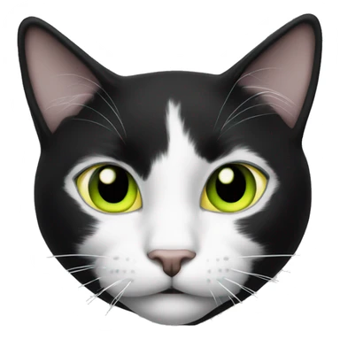Black and white cat with a yellow green eyes sticker