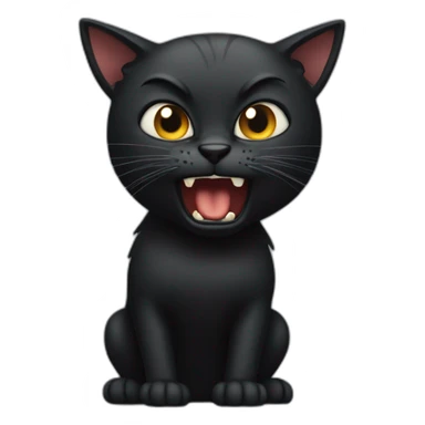 angry black cat hissing sticker