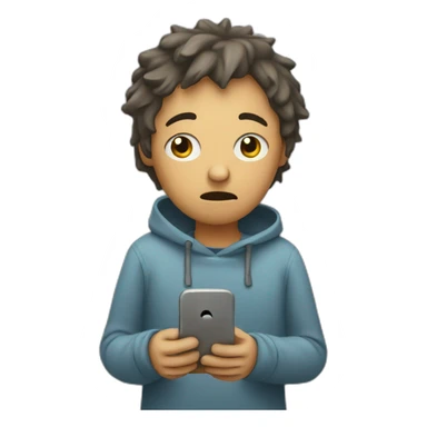 distressed person looking at their phone sticker