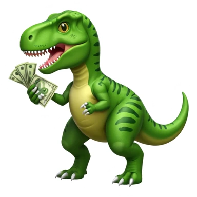 T. rex holding money sticker