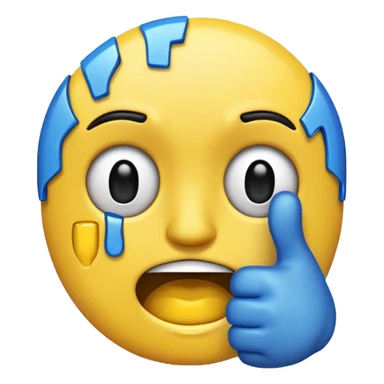 A crying glitchy emoji which is putting a thumbs down sticker