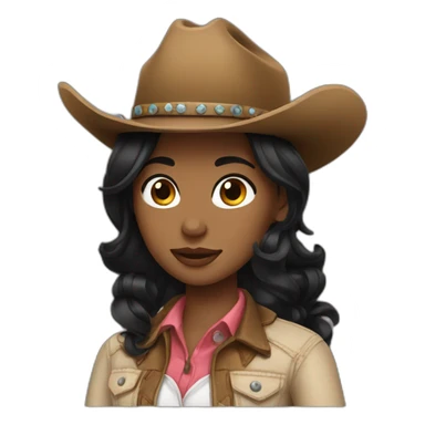 cowgirl straight black hair sticker