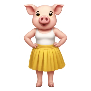 Pig wearing a yellow skirt  sticker