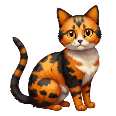 small tortoiseshell cat. only black and and orange. amber eyes. full body. 0% white fur! sticker