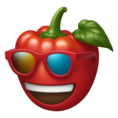Red pepper with Mantel and sunglasses and necklace sticker