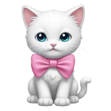 White kitty wearing a pink bow  sticker