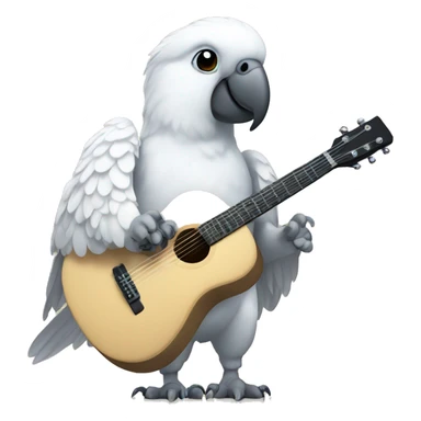 White parrot playing guitar sticker
