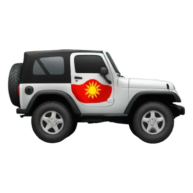 a jeep with the flag of Kyrgyzstan sticker