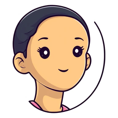 girl character with oval flat top head sticker