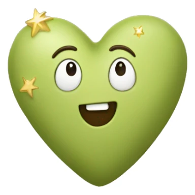 pistachio-colored heart with stars sticker