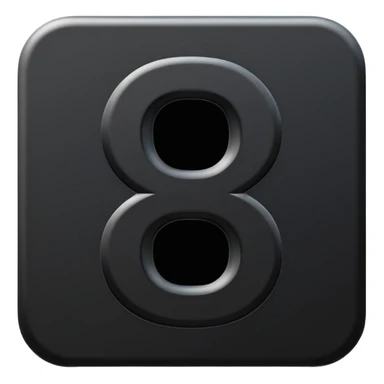 Minimal emoji, number 8 made of solid matte black metal, thick symmetrical form, subtle metal texture, deep shadows, no glow, no neon, flat emoji design, centered sticker