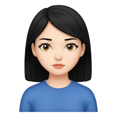 Side eye emoji girl with black hair sticker