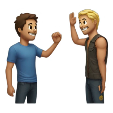 Joe and Jason high fiving sticker