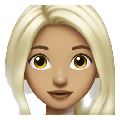 Girl, platinum blonde hair with brown roots, long hair, green eyes, tan skin sticker
