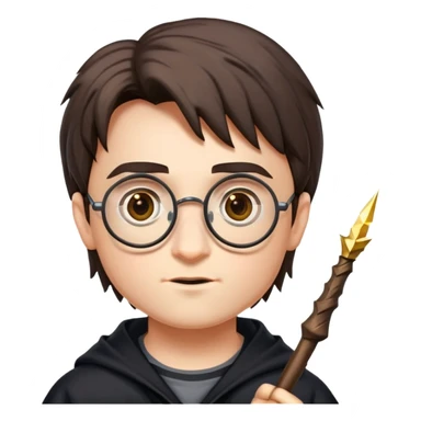 Harry Potter with glasses, lightning scar, and wand sticker