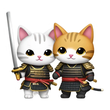 Samurai cat kissing  sticker