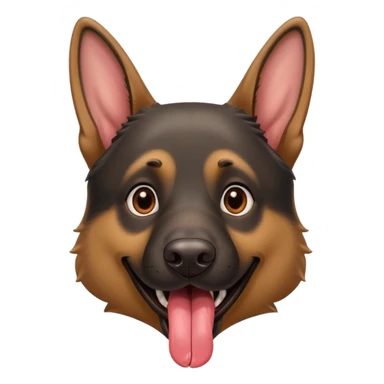 cartoon style dark German Shepherd dog with its tongue hanging out long sticker