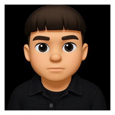 3d-emoji стиль, не толстое уверенное лицо, в черной джинсовке sticker