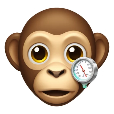 monkey face with thermometer sticker
