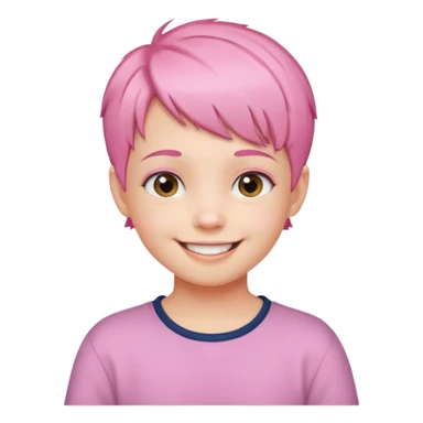 Cute kid with short pink hair and smile, half body sticker