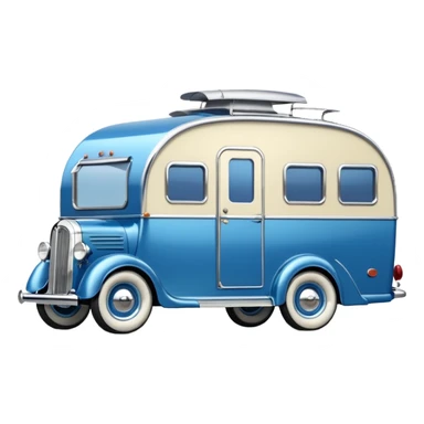 hot rod caravan,1935 with trailer, blue  sticker