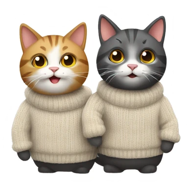 two happy cats wearing sweaters sticker