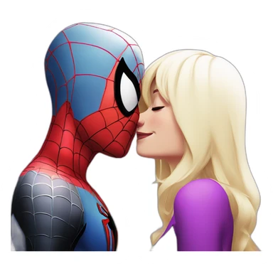 Spiderman kissing Spider-Gwen without masks sticker