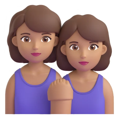 dos chicas, una con pelo corto desmechado en capas hasta la barbilla, castaña, piel morena; la otra con pelo lacio hasta el hombro, castaña, piel morena sticker