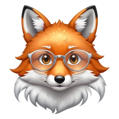 A sad fox with shimmering fur, a glowing tail, a silver star on its forehead, and round glasses, with a single tear rolling down its cheek sticker